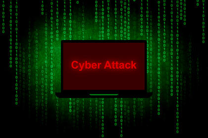 Skjerm med teksten Cyber Attack